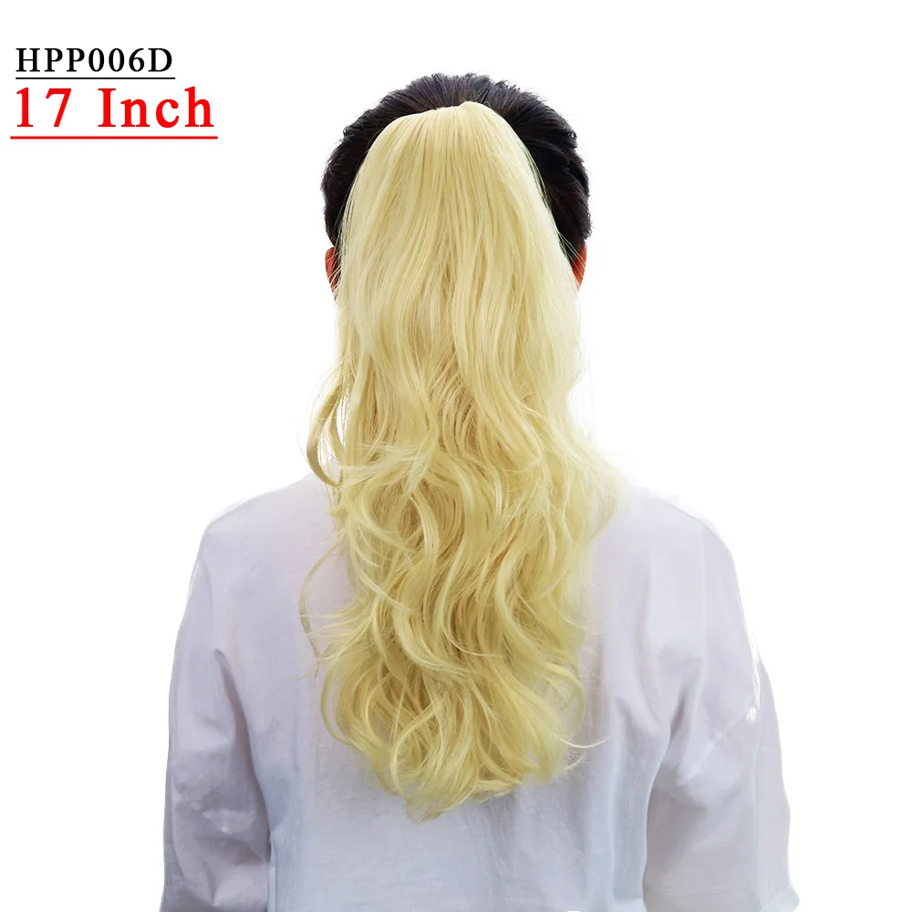 Красота, 18 дюймов, синтетические накладные волосы на заколках в виде конского хвоста, волнистые накладные волосы на завязках - Цвет: HPP006D