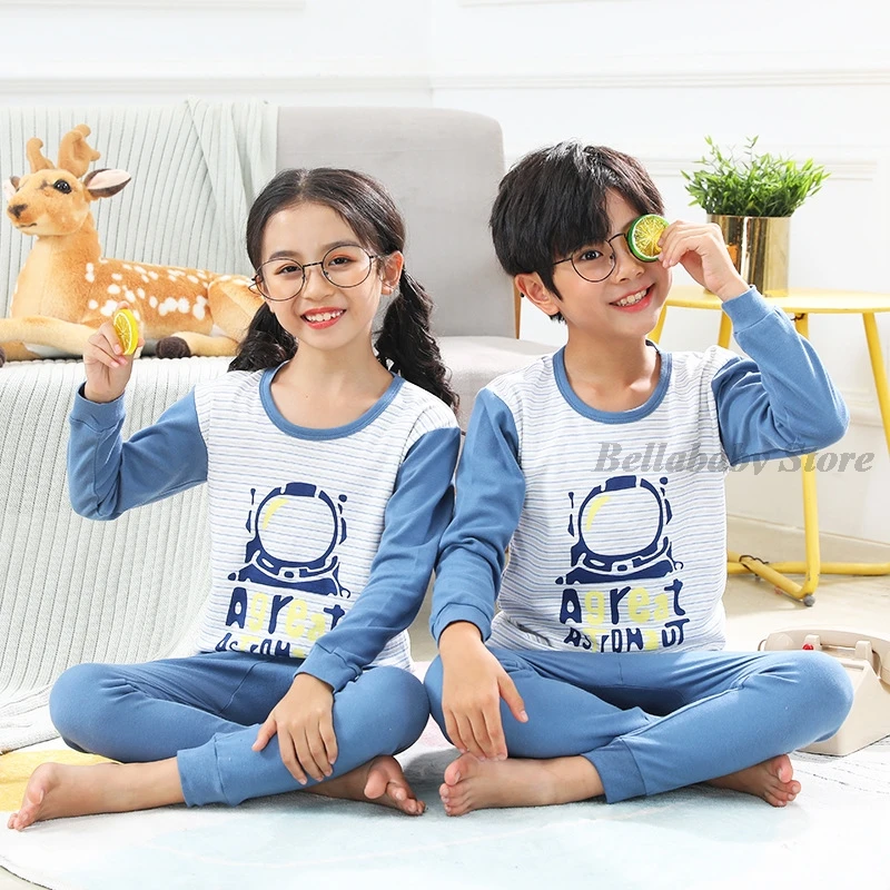 Baby Boy Girl Pajama Sets Korean Spring Pajamas For Kids Sleepwear Set Cotton Cartoon Cow Night Outfits Autumn Children Clothing Sleepwear & Robes cheap