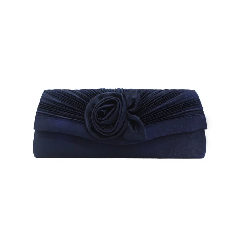 Luxy Moon Navy Floral Satin Clutch Evening Bag Front View
