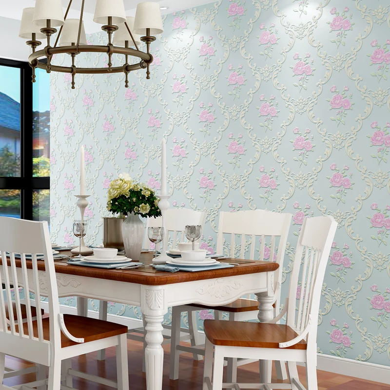 Retro American Flower Pastoral Non-woven Thickened Wallpaper 3D Warm Bedroom Dormitory Living Room TV Background Wall Paper