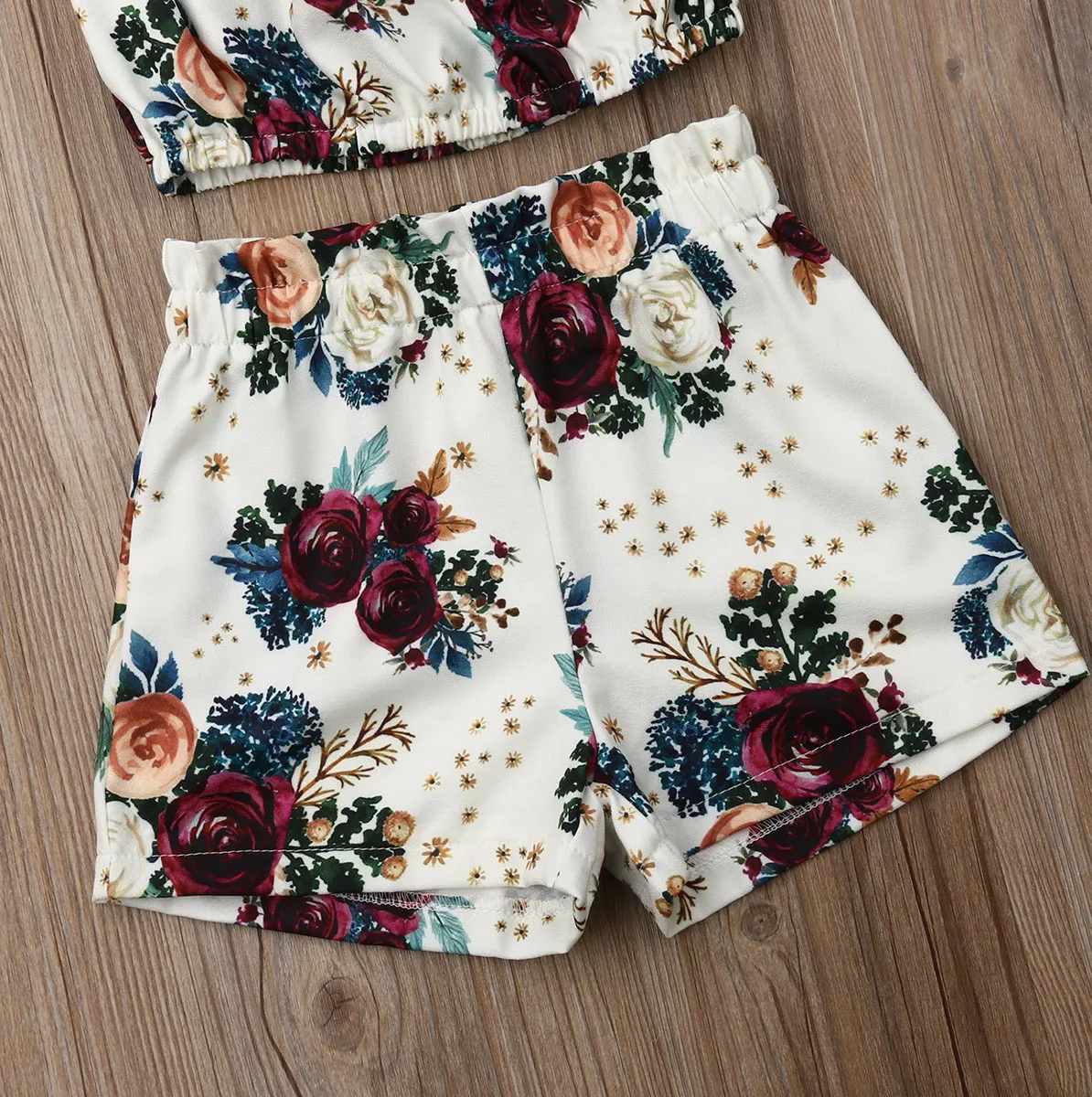 Summer 2-6Years 2PCS Toddler Kids Girls Summer Clothes Flower Ruffle Tops Shorts Pants Outfits