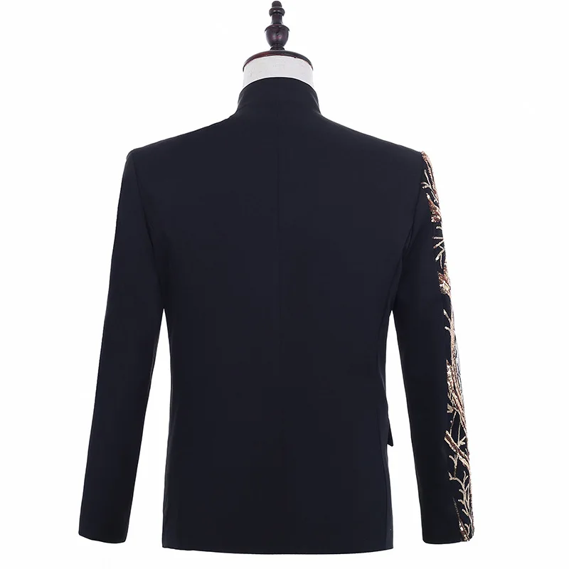 Дизайн чувство Асимметричный блесток печати Slim Fit банкетные костюмы ночной клуб бар мужской Dj певица Производительность повседневное Блейзер Куртка