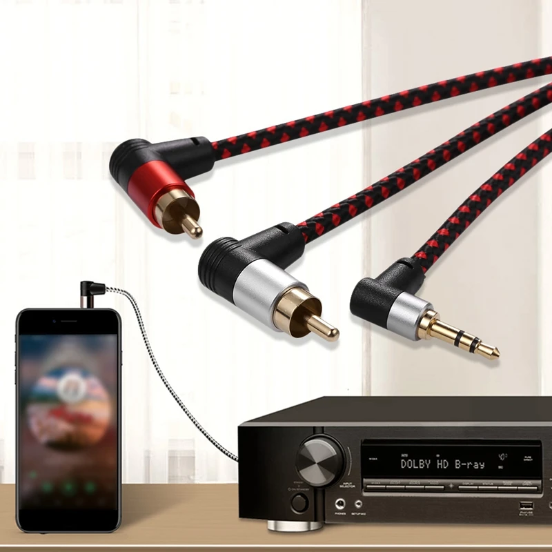 90  3.5mm  2 RCA  ̺  ׷ AUX Y й ڵ, ũ  ÷ Ʈ 2M
