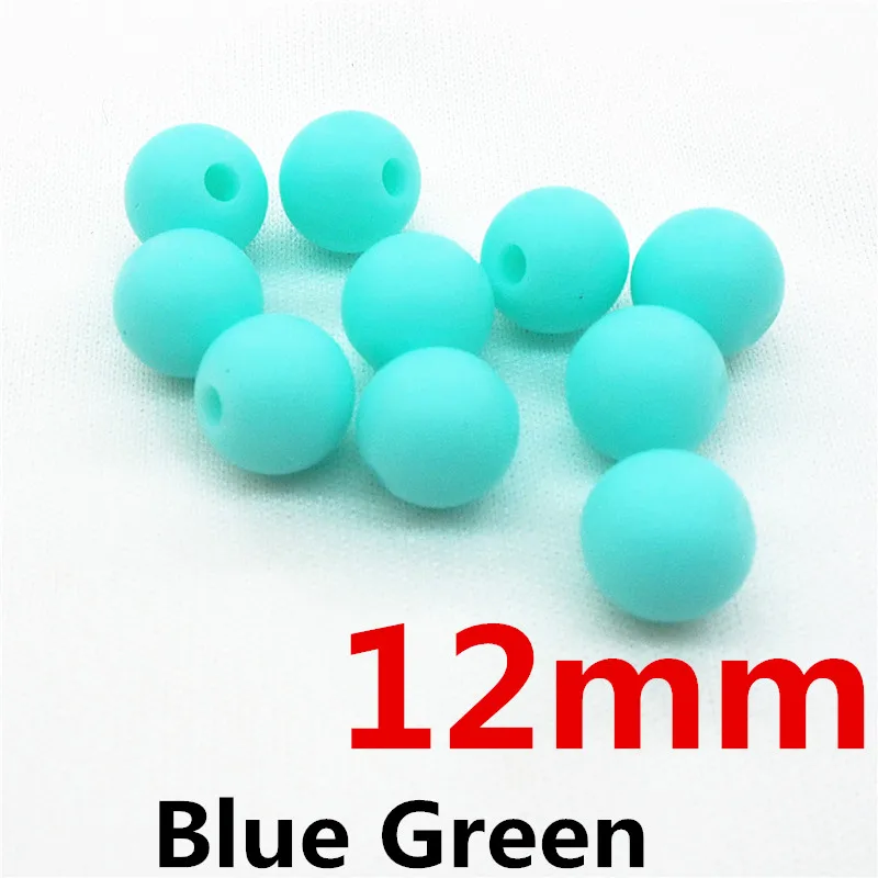 Blue Green 12mm Chenkai, 100 шт, 9 мм, 12 мм, 15 мм, силиконовые бусины для прорезывания зубов, сделай сам, Детская соска, пустышка, подвеска, ювелирное изделие, сенсорное Прорезывание Зубов, игрушка из бисера, BPA бесплатно - Цвет: Blue Green 12mm