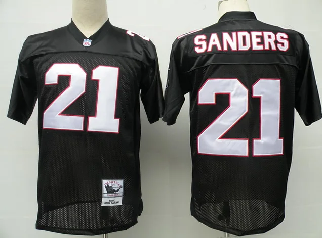 Красный Stitiched, Atlanta, Deion Sanders, brett favre, Vick, Throwback для мужчин Джерси - Цвет: Красный