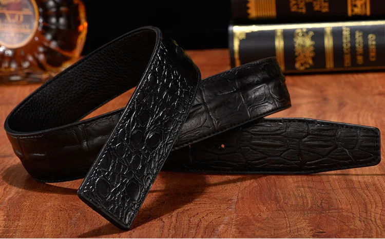 Дизайнерский мужской ремень высокого качества с узором «крокодиловая кожа», модный ремень из воловьей кожи с застежкой на пуговицы 3,7 см, аксессуары для джинсов