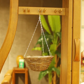 

2 Pcs Dark Rattan Wicker Hanging Basket,Hanging Straw Basket for Home Decoration(30cm)