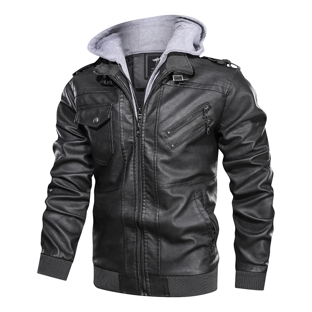 Новая мотоциклетная куртка из искусственной кожи, куртка для верховой езды, мужская осенне-зимняя Байкерская ветрозащитная Ретро байкерская куртка, винтажные байкерские куртки - Цвет: 1905A-01 gray