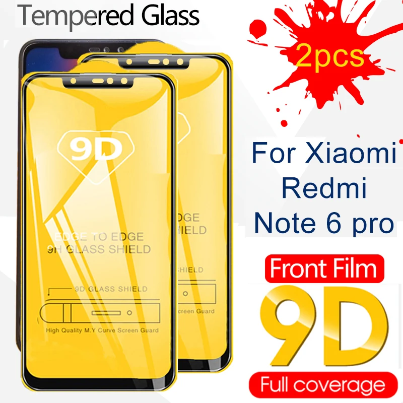 2 шт. 9D полное покрытие закаленное стекло для Xiaomi Redmi Note 6 5 4x Pro защита экрана Red Mi 6pro