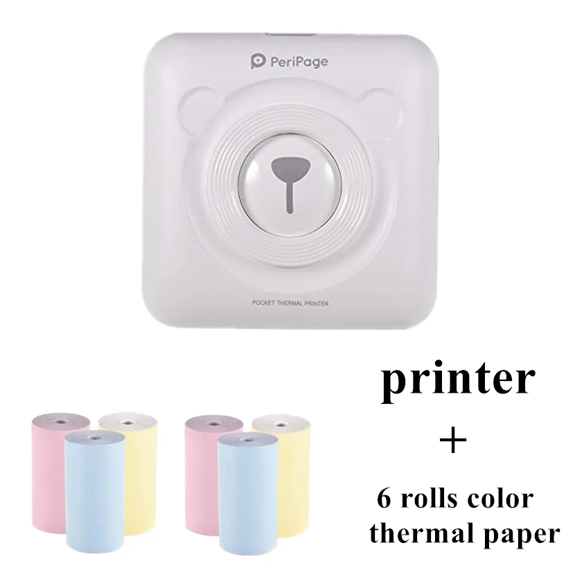 White 6 colo sticker Мини-портативные принтеры с Bluetooth термальный фотопринтер карманный мобильный телефон ручной печати этикеток - Цвет: White 6 colo sticker