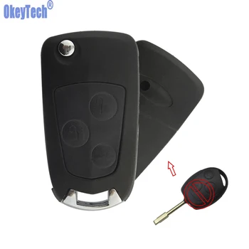 

OkeyTech 3 Buttons Car Modified Flip Folding Remote Key Fob Shell For Ford Mondeo Focus Fiesta C-MAX Fusion Transit KA Key Case