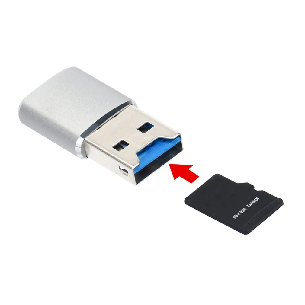Мини-кардридер из алюминиевого сплава с разъемом usb типа Micro-USB и USB с поддержкой одновременного чтения и записи