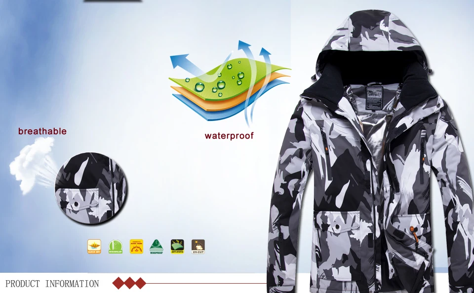 Новые мужские и женские ветроустойчивый Влагоустойчивый термический мужской зимний комплект со штанами лыжный и альпийский лыжный костюм мужские куртки