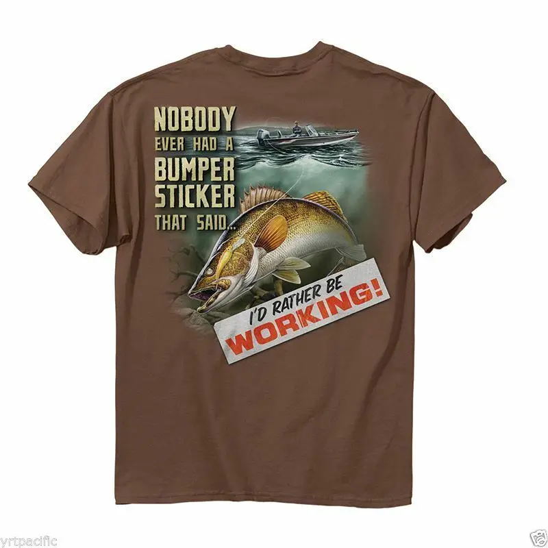 Забавная рыболовная футболка Walleye Buckwear никто никогда не видел наклейку на бампер