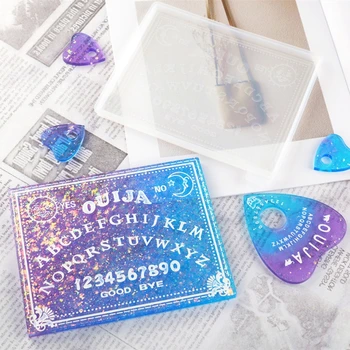 

Gothic Witchcraft Board Heart Pendant Keychain Resin Mold Ouija Planchette with Hole Silicone Mould DIY Crafts Jewelry Making