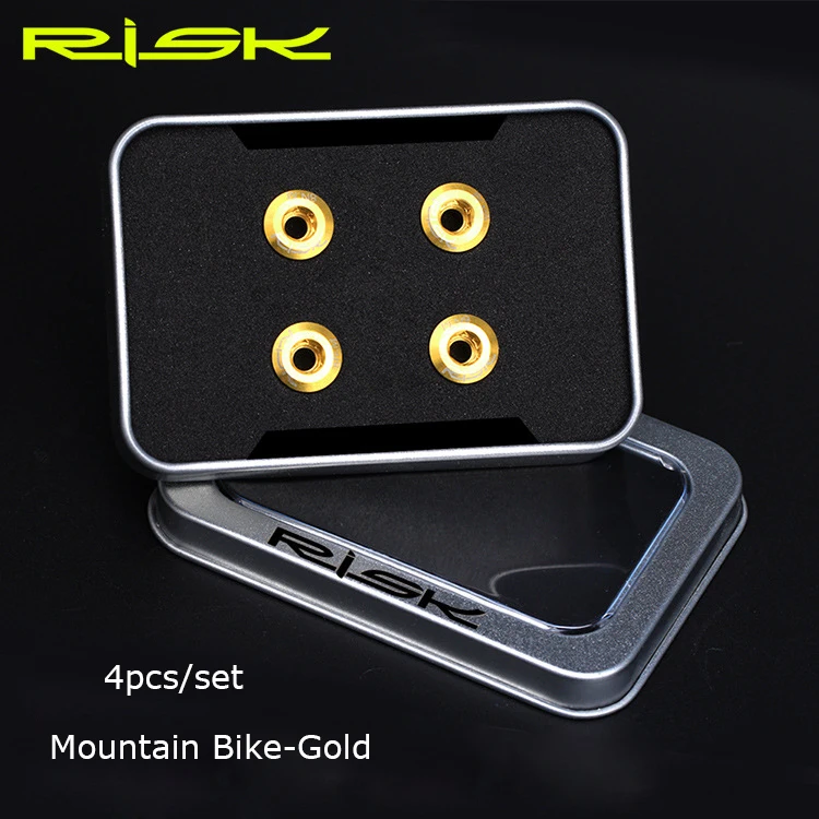 Risk 6,5 мм крепежные болты для велосипеда из титанового сплава для MTB BMX, одноколесные фиксированные винты, гайки, Аксессуары для велосипеда - Цвет: 4pcs-Gold