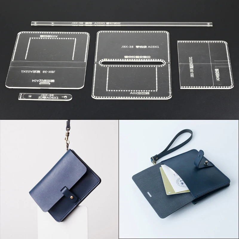 

1Set DIY Acrylic Template New Simple Coin Purse Card Bag Clutch Leather Craft Pattern DIY Stencil Sewing Pattern 13cm*9cm