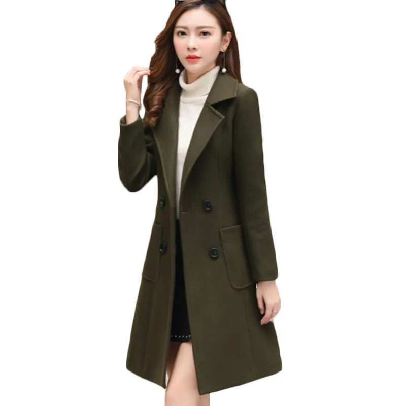 Cena Nowy płaszcz z wełny mieszanka kobiet z długim rękawem odzież wierzchnia plus size kurtka wielbłąd jesień zima elegancki dorywczo płaszcz wełniany kurtki F942