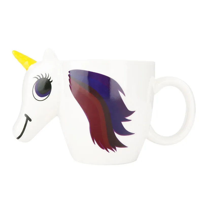 Cute Color Changing 3D Rainbow Unicorn Ceramic Mug Coffee Tea Milk Hot Water Cup Drinkware Temperature sensing Magical Horse Cups6