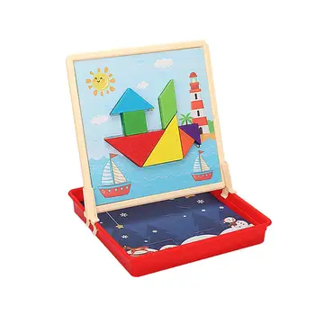 

New Magnetic 3D Puzzle Jigsaw Tangram Game Montessori Learning Educational Drawing Board Games Toy Gift For Children Brain Tease