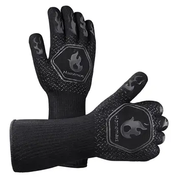 

AU ship Pair of Oven Mitt Heat Resistant Lower Than 800℃ Cotton Silicone Protective BBQ Grilling Gloves
