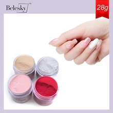 BELESKY акриловый порошок для ногтей 28 г или 10 г прозрачная белая резьба и расширение профессиональные 3D Ногти dip Акриловая жидкость дизайн
