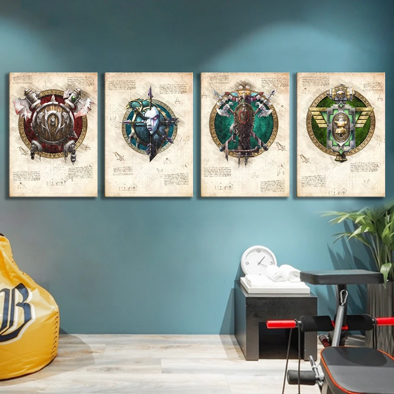 

Frameless Painting Warcraft Game Poster Art World of Warcraft Legion Flag Picture Artwork Canvas Paintings Wall Art Room Decor