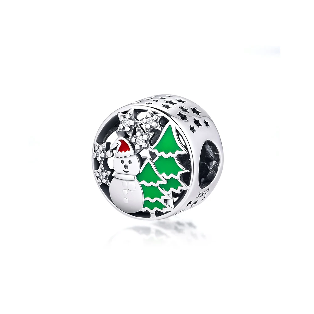Подходит для браслетов Pandora Подвески снежные бусы "Страна Чудес" 925 пробы-серебро-ювелирные изделия