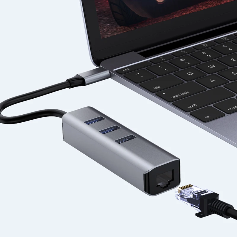 Тип C к RJ45 хаб Gigabit Ethernet высокоскоростной адаптер портативный для домашнего офиса FKU66