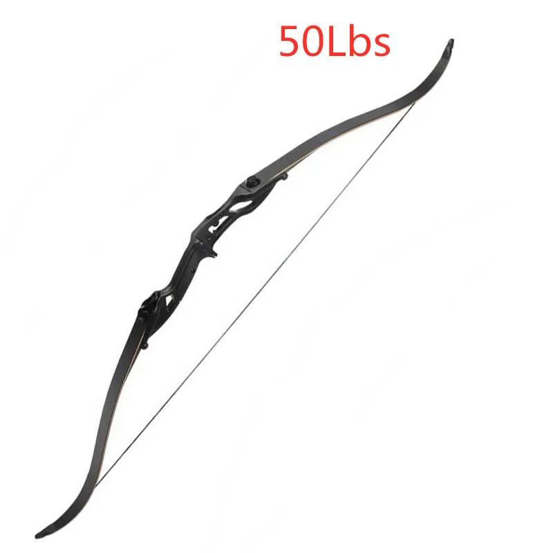 Black bow 50lb 3 цвета стрельба из лука 56 дюймов Camo TakedownRecurve лук длинный лук комплект лук стрелка отдых правая рука Открытый Охота стрельба - Цвет: Black bow 50lb