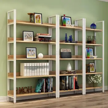 

Simple Steel And Wood Bookshelf, Bookcase, Iron Art Shelf, Floor Standing, Multi-layer Storage Shelf, Shelf Display Shelf