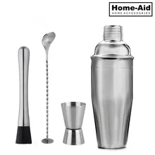 4 шт./компл. Нержавеющая сталь шейкер для коктейлей Миксер для приготовления напитков чайник Мадлер барная ложка мерная чашка набор инструментов для бара