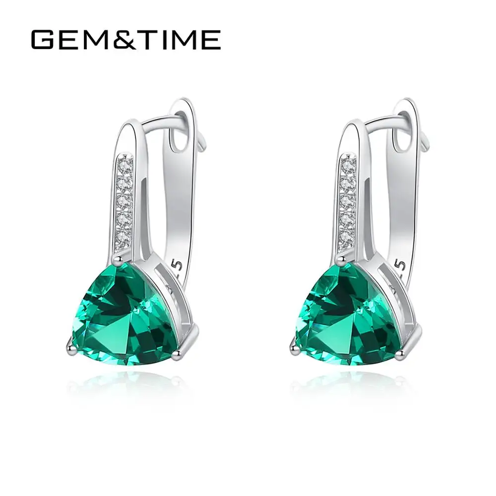 Gem& Time Новые Треугольные Серьги-клипсы с топазом, Стерлинговое Серебро 925 пробы, очаровательные цветные Серьги с драгоценными камнями SE0227