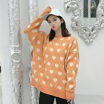 

2020 Fashion Autumn And Winter New Style Picking Flowers Loose Loose Lazy Sweater Jacket Ladies Sweater