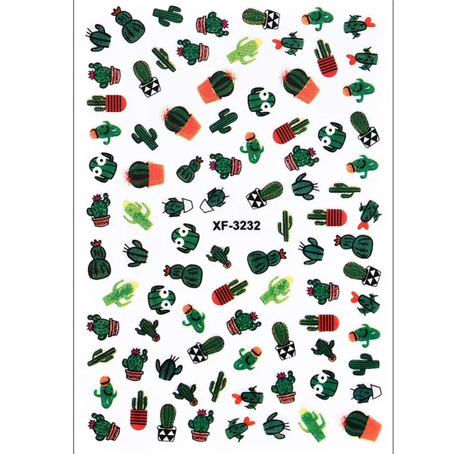 1Pcs Water Nail Decal and Sticker Flower Leaf Tree Green Simple Summer DIY Slider for Manicure Nail Art Watermark Manicure Decor HB931