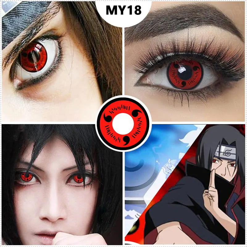 1 пара (2 шт.) Косплэй контактные линзы героя аниме Наруто объектив Шаринган для