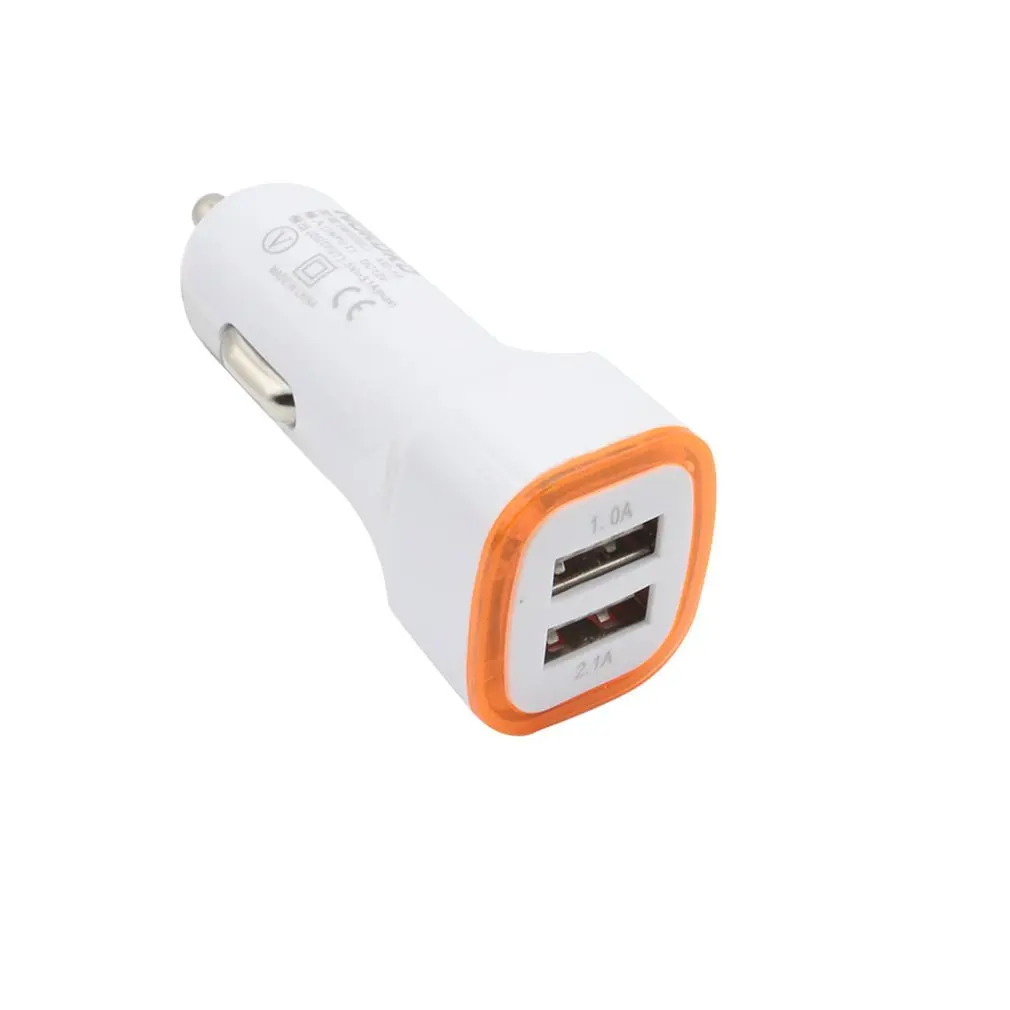 

Square rocket 2 usb LED car charger two USB fast charge vehicle-mounted mobile charger lights for phone