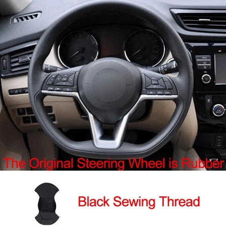 Rubber Black Автомобильная крышка рулевого колеса для Nissan X-Trail- Qashqai Rogue Leaf Kicks Micra- March Altima - Название цвета: Rubber Black