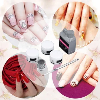 

6Pcs/Set Acrylic Powder Nail Kit Crystal Polymer For s Set Manicure Need UV Lamp Art Brush