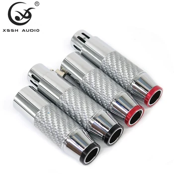 

4pcs XSSH Audio YIVO male femle XLR connector White Carbon Fiber copper plated rhodium gold Nylon 3 pins 3 pole XLR balance plug