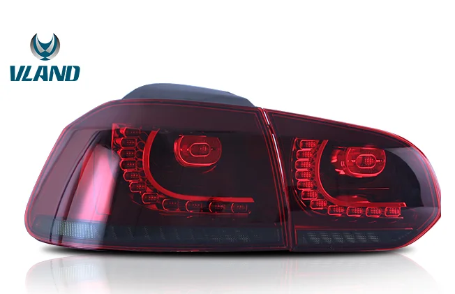 VLAND Factory для автомобиля светодиодный фонарь в сборе для Golf 6 светодиодный задний фонарь 2008-2013 светодиодный задний фонарь с DRL+ Реверс+ тормоз+ движущийся сигнал - Цвет: Red smoke