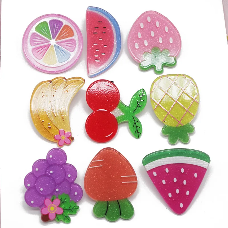 2Pcs/Set Acrylic Strawberry Pineapple Fruit Hairpins Kids Girls Cute Hair Clip