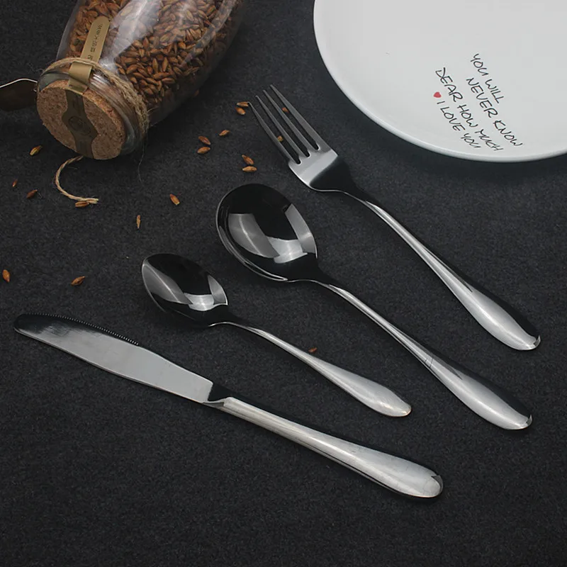 

Hot Sale 4 Pcs/set European Dinnerware Knife 304 Stainless Steel Western Cutlery Kitchen Food Tableware Dinner Set Cutlery