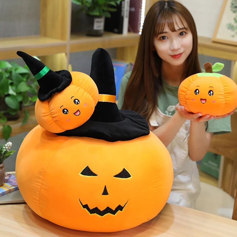 

50CM Halloween Pumpkin Plushie Toy Soft Plush Stuffed Evil Pumpkin Pillow Plush Doll Kawaii Halloween Decoration Children Gifts