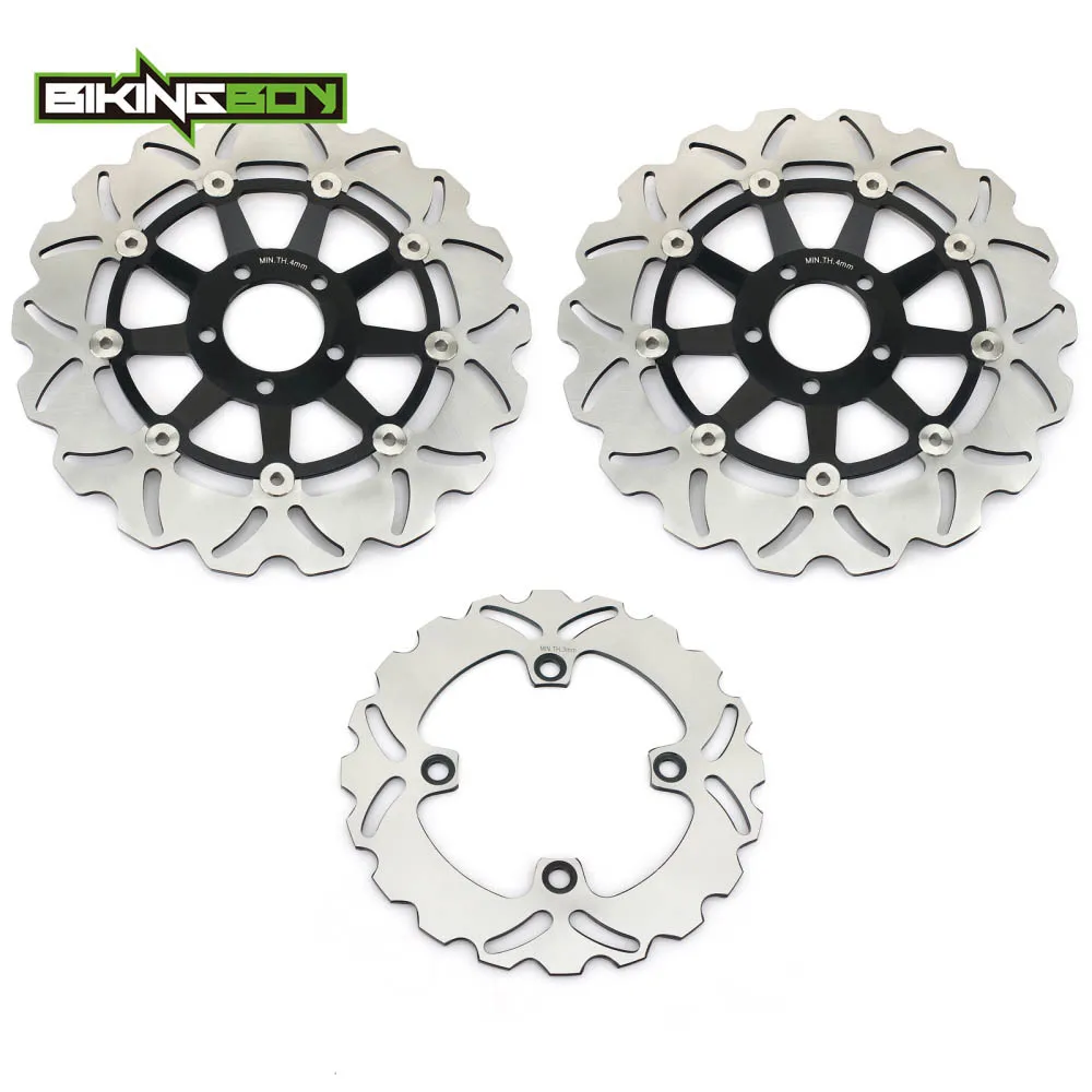 BIKINGBOY для KAWASAKI ZX9R Ninja ZX900E E1 E2 2000 2001 00 01 волнистые/Круглые Плавающие Передние Задние тормозные диски роторы - Цвет: Wavy Black