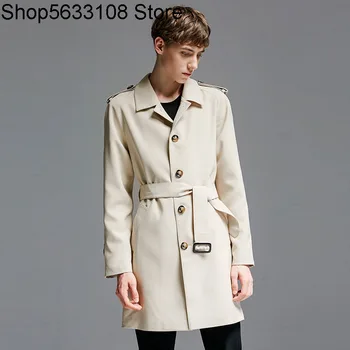 

Leisure Windbreaker Male Autumn Lapel Big Code Length Sleeve Top Coat 11081