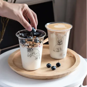 

Cute Simple Glass Transparent Coffee Drink Cup Insulated Glasses Espresso Mug Breakfast Milk Cups Best Gift for Office