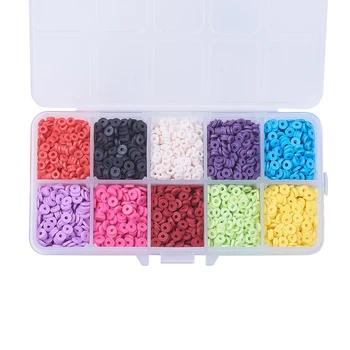 

4000 Pcs Flat Round Polymer Clay Spacer Beads Colorful Loose Beads for Earring Bracelet Necklace DIY Craft Making