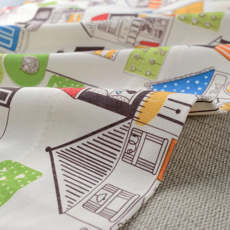 Modern Simple Polyester Cotton Printing Cute Children Curtains for Living Dining Room Bedroom