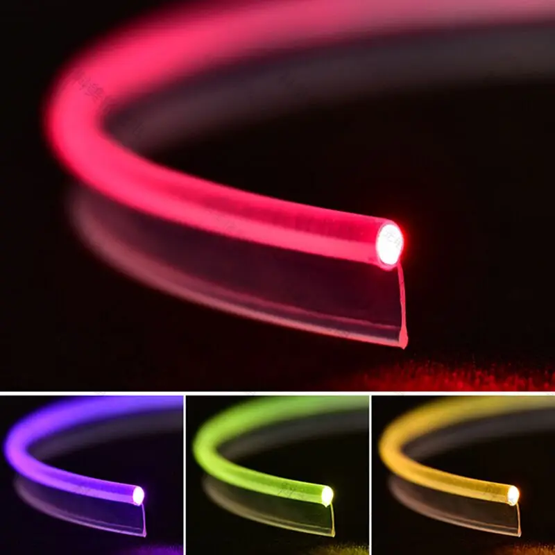 

Super bright 2.0 Clear T-type Plastic Side Glow Fiber optic Cable w/Flat Side Skirt Wing Car interior Atmosphere Lighting Decor